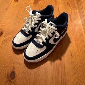 Nike Airforce 1 Navy Blue and White Athletic Shoes